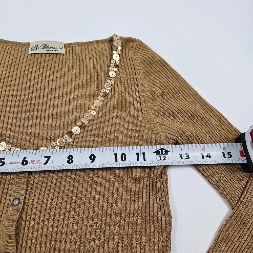 Y2k Blumarine Sequin Carsigan Ribbed Knit Silk Blend - Small - Picture 4 of 6